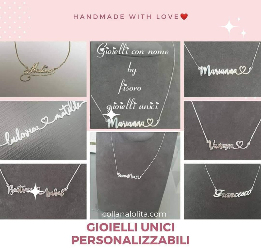 Collana con nome personalizzato con pavé di diamanti - Italia Collana con nome personalizzato con pavé di diamanti - Italia