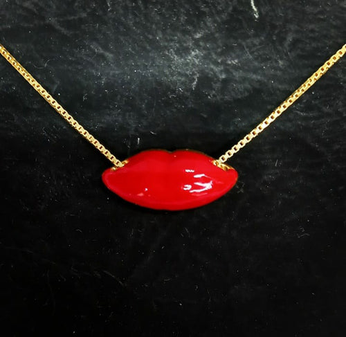 SiLo Bijoux Collana bocca labbra rosse donna in acciaio inox 316L pendente Lolita alta qualità anallergico (SILVER SiLo Bijoux Collana bocca labbra rosse donna in acciaio inox 316L pendente Lolita alta qualità anallergico (SILVER